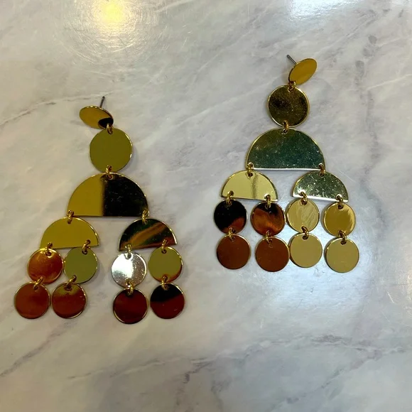 J.Crew Circle Chandelier Gold Earrings - Picture 3 of 3